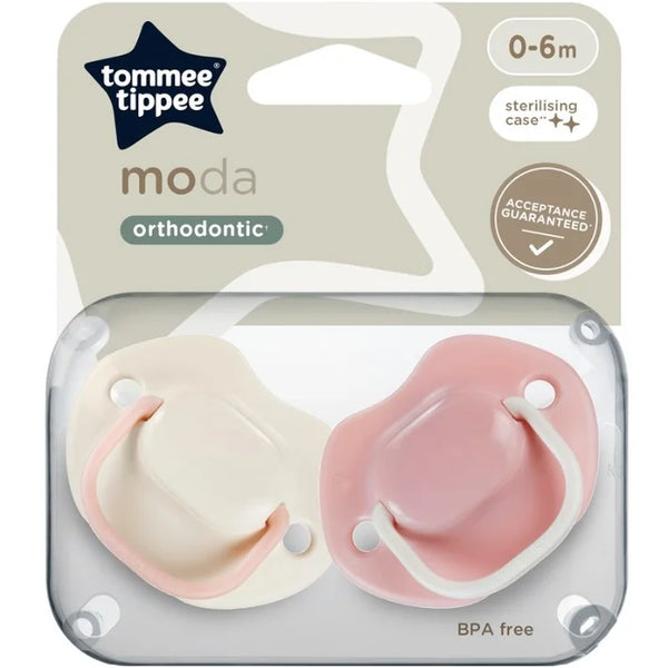 Tommee tippee moda pacifier pink 0-6m 2 pack