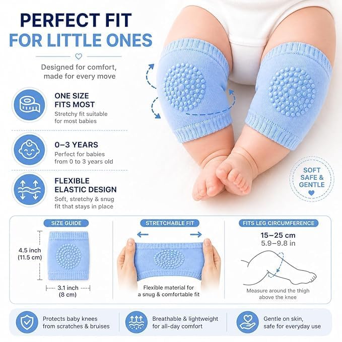 Baby Knee Pads pair - Anti Slip Knee Soft Crawling Pads