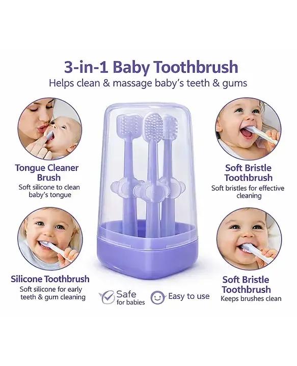 Silicone tooth and mouth cleaner 3per pack with box