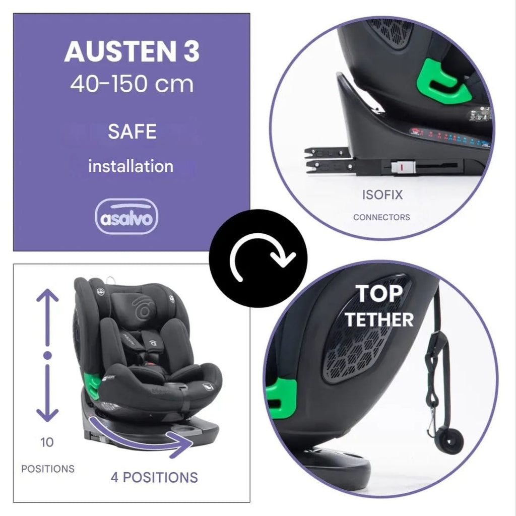 Asalvo Austen 3 carseat, 360° from birth until 12y